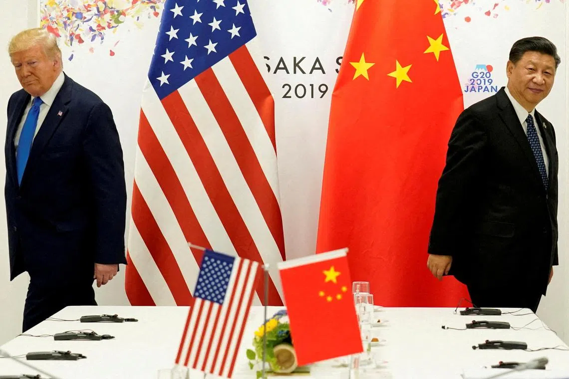 各界关注特朗普与习近平会否在近期会面。分析指，若中美达成贸易协议，有望降低本区域的贸易紧张局势。图为习特在2019年于日本大阪20国集团峰会会面。（路透社）