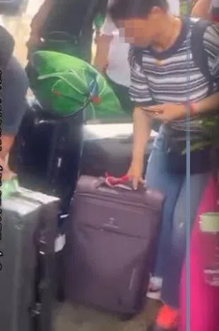 司机被指和旅客起争执后，把旅客的行李从巴士上取下。（视频截图）