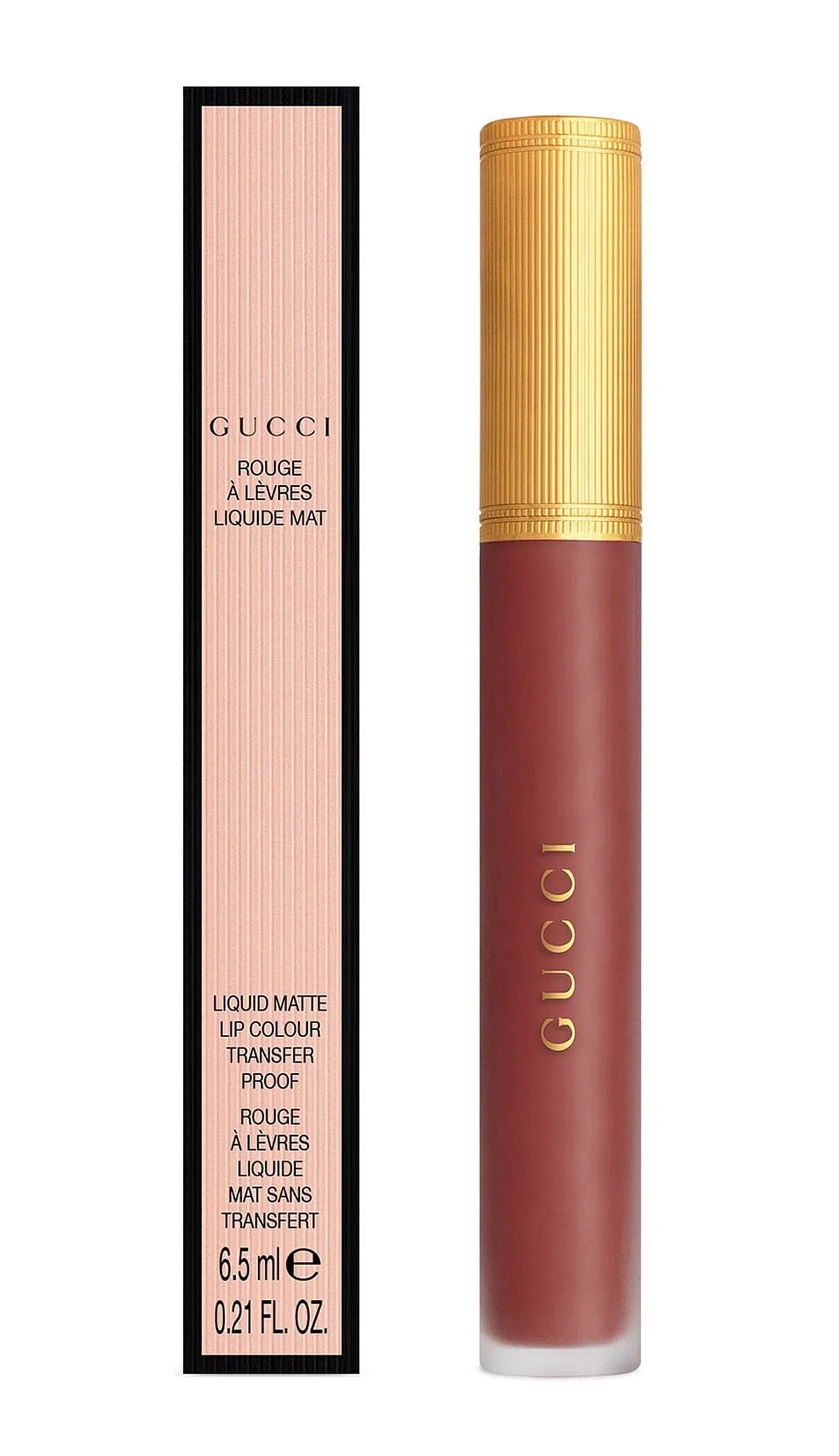 Gucci Beauty的雾面唇膏，紫红色增添妩媚感。（品牌提供）