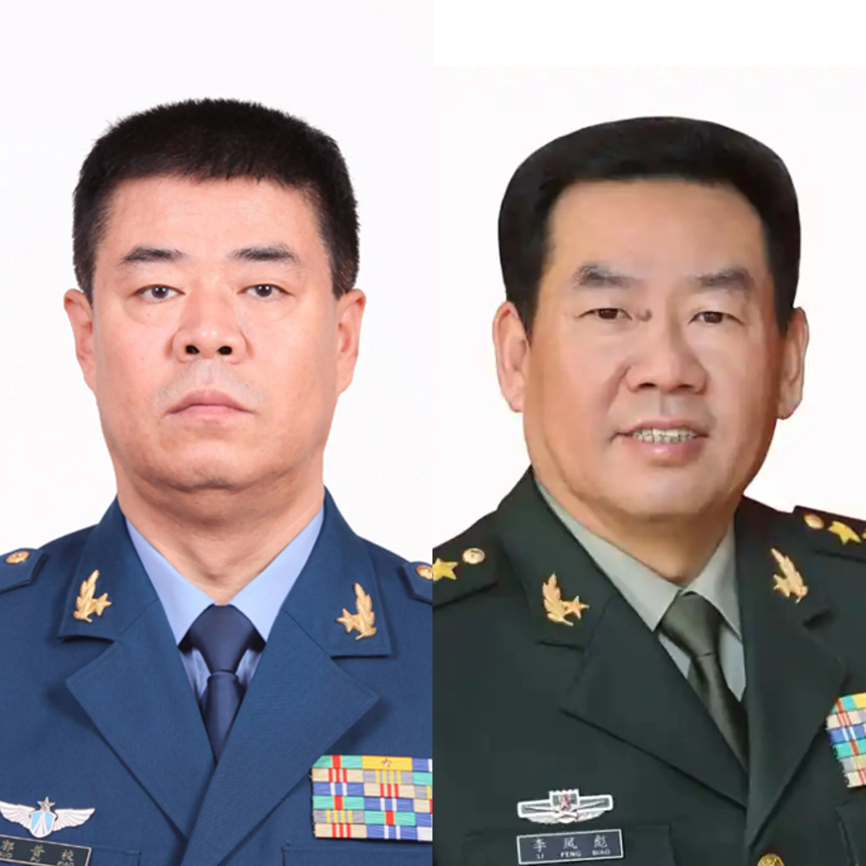 左为中国空军政委郭普校上将，右为西部战区政委李凤彪上将。（互联网组图）