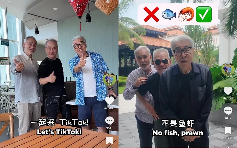三健客2025年2月在TikTok发布首支视频（左图）后愈战愈勇，他们挑战“方言Emoji猜词”的视频（右图）拥有190万观看次数。（取自三健客TikTok）