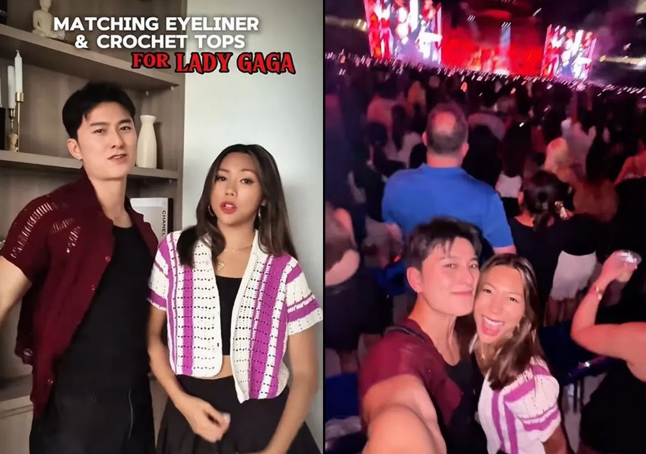 吴劲威和女友阮玮玲穿上配色钩织小背心出席演唱会。（取自吴劲威IG）
