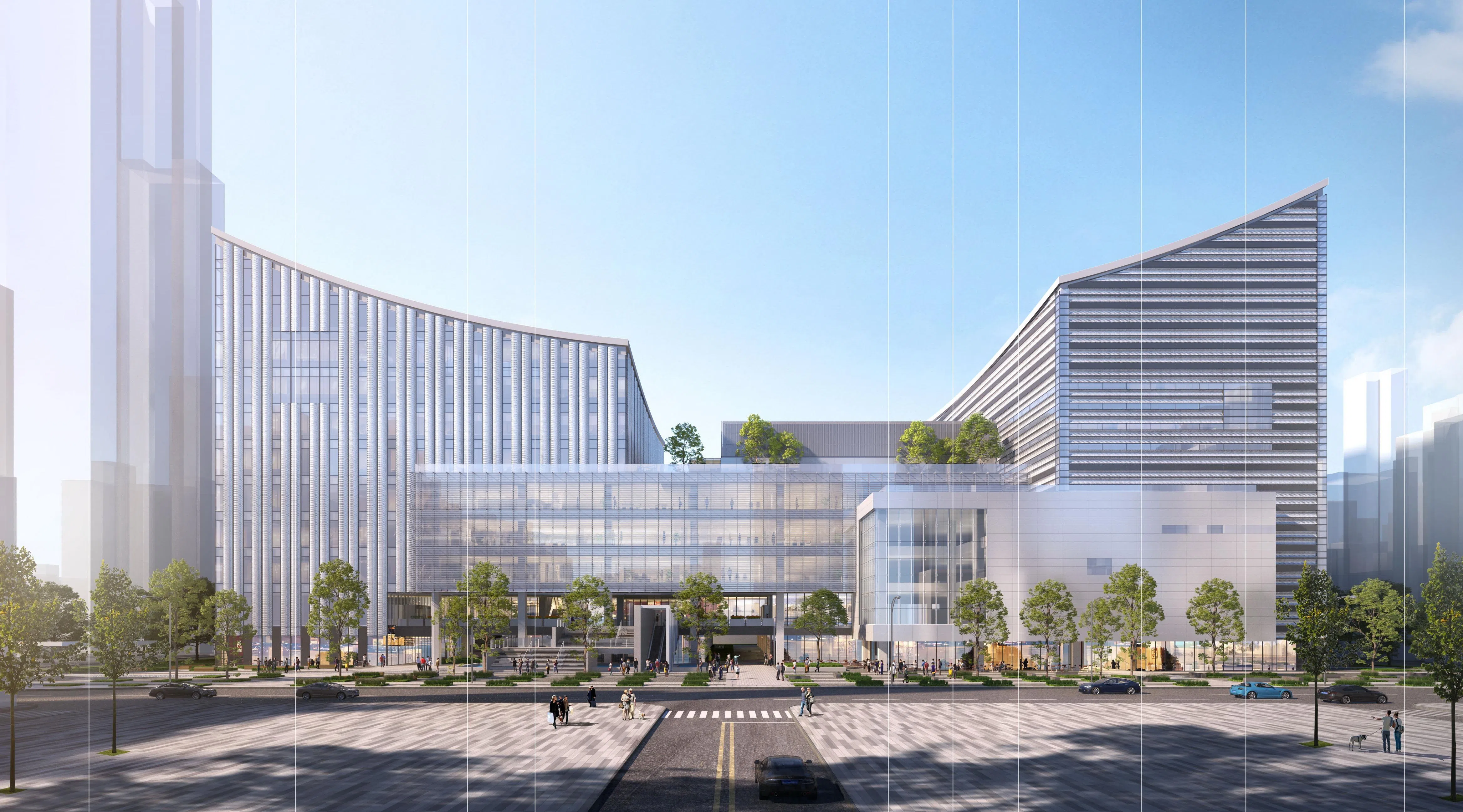 台北市立图书馆新总馆与台北音乐厅落成后，将成为信义区的另一地标。（姚仁喜 | 大元建筑工场提供）