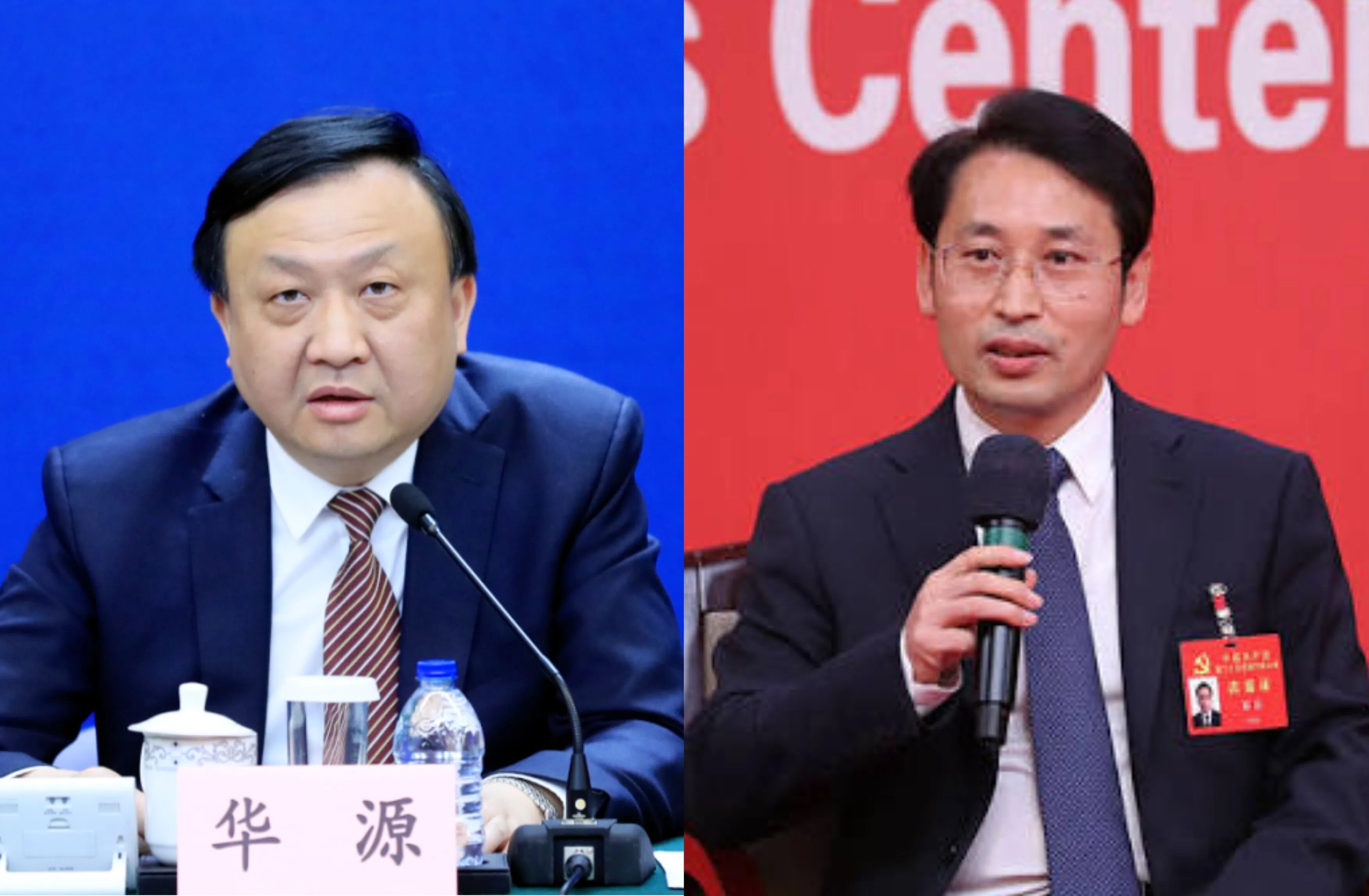 25名现任省级中共党委秘书长中，最年轻的是上海市委秘书长华源（左）；北京市委秘书长赵磊是第三年轻。（互联网）