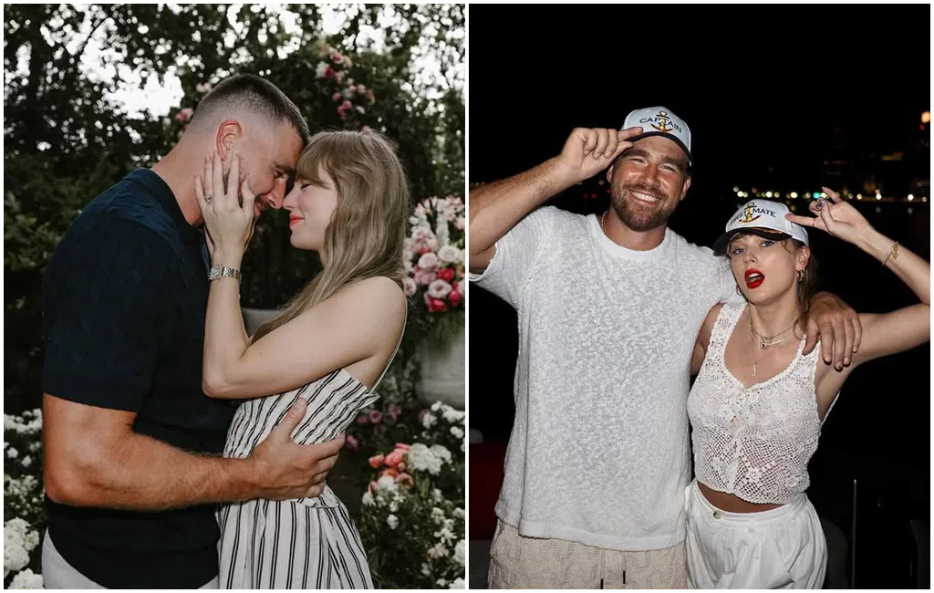Taylor Swift（泰勒丝）与Travis Kelce（凯尔西）宣布订婚。（取自Taylor Swift Instagram）
