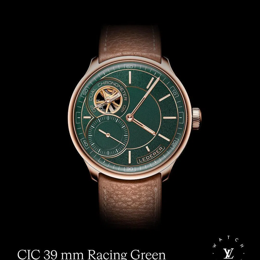 CIC 39 mm Racing Green让两套擒纵与两套恒定动力装置协同运作。（路易威登提供）