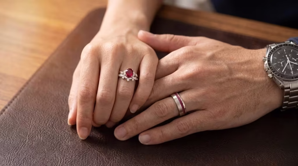 Ruby Wedding Rings with Wedding Bands