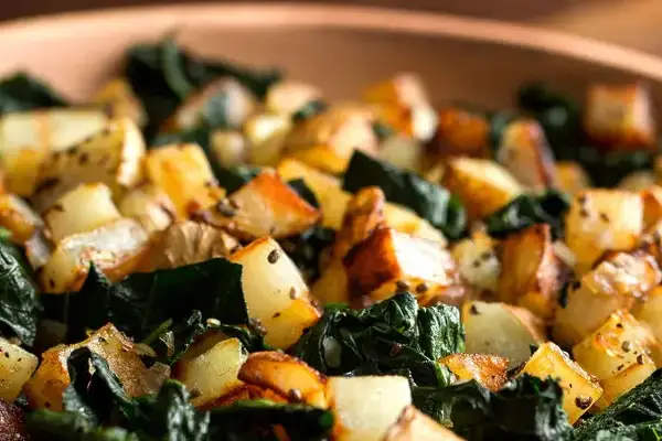 Sautéed Potatoes With Black Kale and Nigella