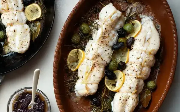 Gluten-Free Monkfish Roasted With Herbs and Olives Recipe