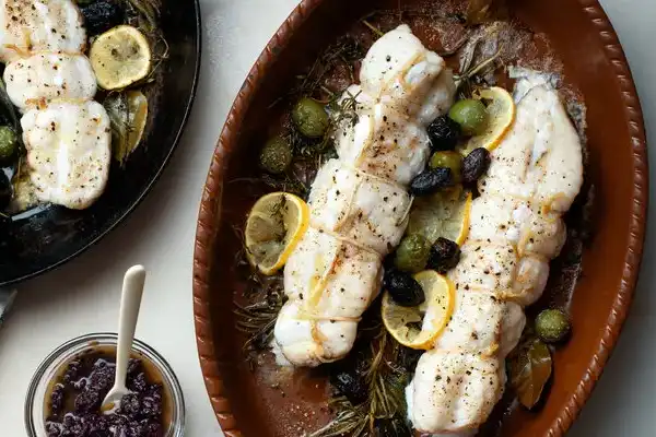 Gluten-Free Monkfish Roasted With Herbs and Olives Recipe