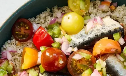 Gluten-Free Grain Bowl With Sardines and Sauce Moyo