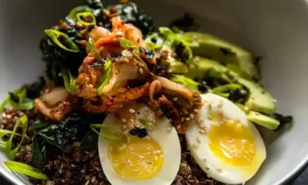 Quinoa and Rice Bowl With Kale, Kimchi, and Egg