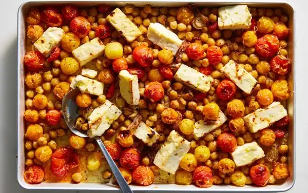 Gluten-Free Sheet-Pan Feta With Chickpeas and Tomatoes