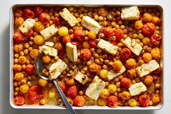 Gluten-Free Sheet-Pan Feta With Chickpeas and Tomatoes