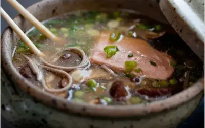 Salmon, Shiitakes, and Peas in Savory Broth (Gluten-Free)